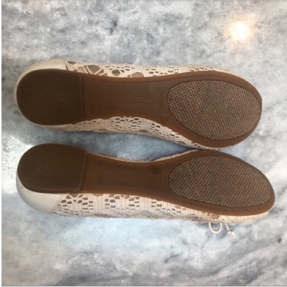 Lucky brand cream lace crochet ballet flats 8.5 - Picture 4 of 6